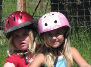 kids riding with helmets